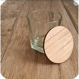 Vaso Vidrio Hono Tapa De Madera Portavelas X10 Vela De Soja