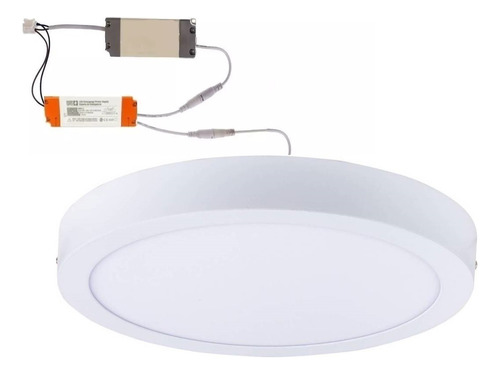 Foco Led 24w Redondo Sobrepuesto Blanco + Kit Emergencia