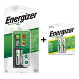 Combo Cargador Energizer Mini + 4 X Pilas Recargables Aa