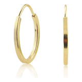 Brinco 1 Cm Argola Redonda Fio Em Ouro 18k