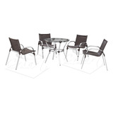 Mesa 4 Cadeiras Em Alumínio E Fibra Sintética Jardim Varanda