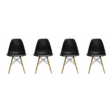 Sillas Eames Dsw. Juego Cuatro Sillas Color Negro