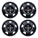 Juego 4 Tazas Vw Gol Power Saveiro Rodado 13 Negro Mate X4 E