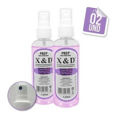 2 Prep X&d Bactericida Higienizador Unha 120ml Profissional 