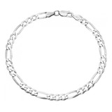 Pulseira Prata 925 De Lei Maciça 5mm 3x1 Masculina Legítima Comprimento 21 Cm