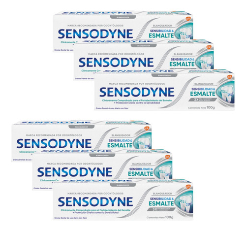 Combo X6 Sensodyne Crema Dental Blanqueador Sensibilidad 100