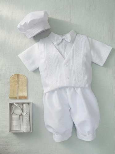Ropón Bautizo Niño +kit Vela+ Portatraje Traje Bautizo Niño