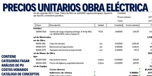 Análisis De Precios Unitarios Obra Eléctrica 2023