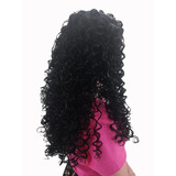 Peruca Front Lace Afro Cacho 4a  Preto 50 Cm Fibra Orgânica