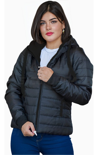 Campera Inflada Mujer Con Polar Térmico Para Frío Extremo 