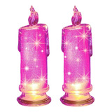 Kit 2 Velas De Led Média Parafina Chama Viva Altura 18 Cm