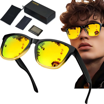 Lentes De Sol Kanastal M1940 Espejo Amarillo Uv Protección Polarizada Unisex Dorado Negro