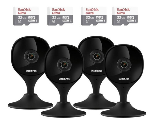 4 Câmeras Wi-fi Imx C Black Mibo Intelbras + Sd 32gb Ultra