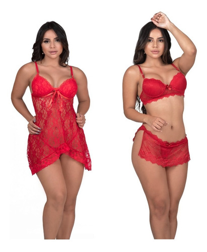 Kit Camisola Sensual De Renda + Conjunto Sexy