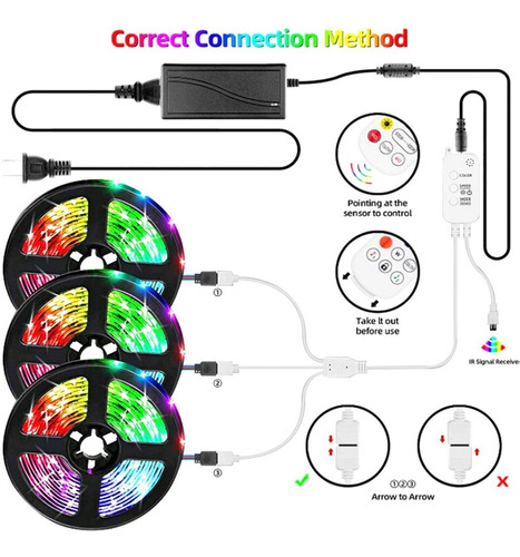 Tira Luces Led 15 Mts Control Remoto Ip65 Rgb  Bluetooth