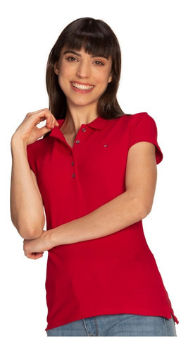 Polo Slim Fit Tommy Hilfiger Rojo 1m57636661-611s Mujer