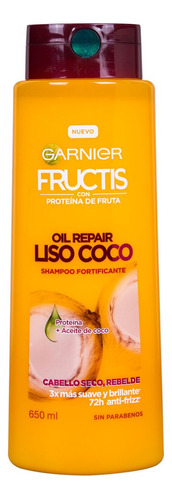 Shampoo Garnier Fructis Reparación De Aceite Coco En Tubo Depresible De 650ml Por 1 Unidad