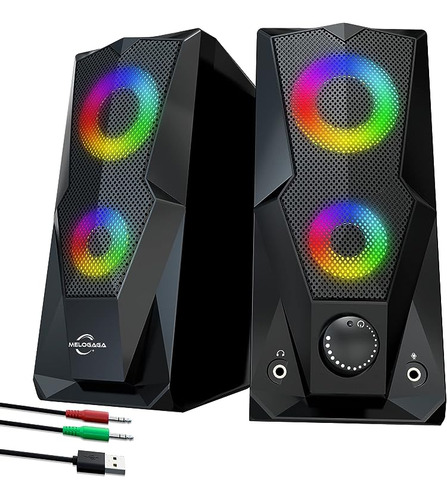 Altavoces Para Computadora 2 Rgb Escritorio Alimentados Por