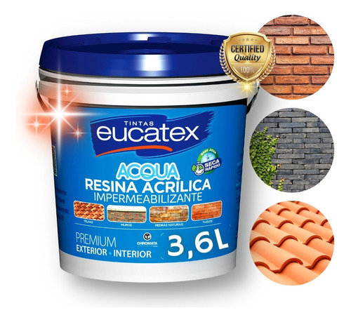 Resina Acrílica Impermeável Acqua Brilho 3,6l - Cores