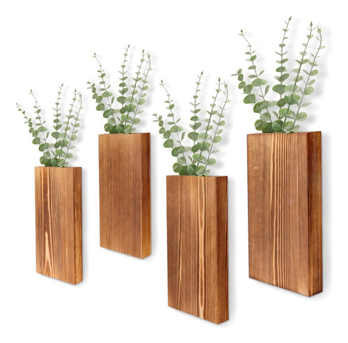 Cewor 4 Maceteros De Pared De Madera Para Flores Secas Y Veg