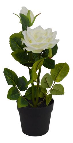 Planta Rosa Artificial Macetero Plástico Decoración 28cm