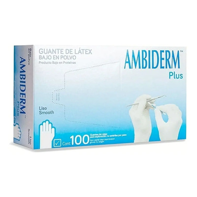 Guantes desechables Ambiderm Plus color azul talla M de látex con polvo x 100 unidades | MercadoLibre