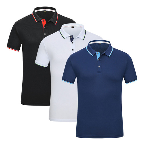 Playera Tipo Polo De Hombre Manga Corta Casual 3 Piezas