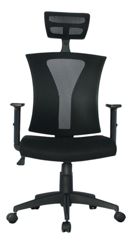 Silla Oficina Gerencial Praga Con Cabecero Marca Zeyrum Colombia Con Brazos Graduables Ajustables En Altura Color Negro 