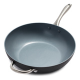 Sartén Wok Antiadherente De Cerámica Anodizada 32cm Mango Au