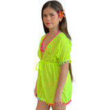 Vestido De Praia Menina Infantil Saída Piscina Com Regulagem