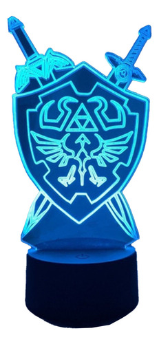 Lampara 3 D Led Escudo Zelda  7 Colores