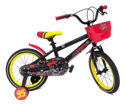 Bicicleta Con Rueditas Rodado 16 Cars Rayo Mcqueen Canasto