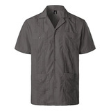 Camisa Militar Tipo Guayabera Para Hombre, Manga Corta, Bord