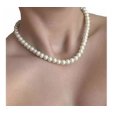 Collar De Perlas Para Hombre Y Mujer Aesthetic Ajustable 8mm