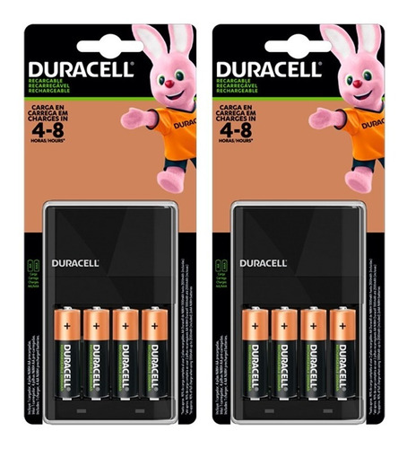 2 Cargador 4 Baterias Aa 2500mah Recargable Duracell Dx1500