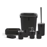 Set Juego De Accesorios De Baño De 8 Piezas Color Negro.