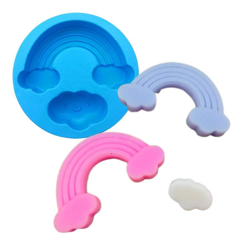 Molde Forma Silicone Sabonete Resina Arco Iris E Nuvem