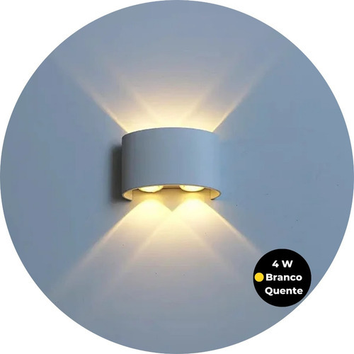 Luminária Arandela Led 4w Meia Lua 4 Fachos Parede Bivolt Cor Branco