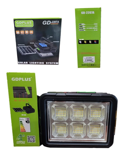 Foco Led Portátil Recargable 100w Panel Solar 4 Modo Luz 