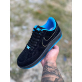 Nike Air Force Preto/azul Refletivo