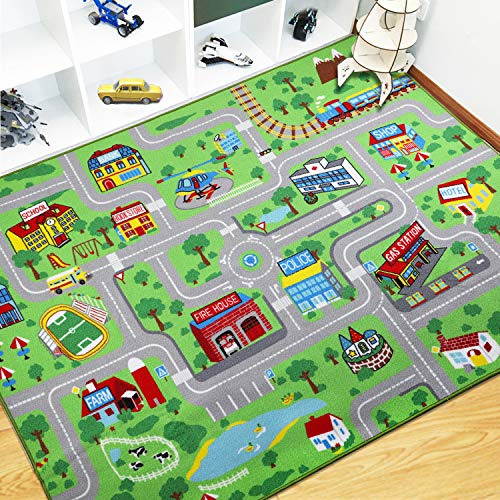 Alfombra Infantil Educativa 6.6' X 5' Camino De Tráfic...