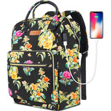 Mochila P/ Laptop De 15'' Ytonet C/ Usb, Flores De Colores