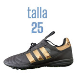 Tenis Suela Turf Mod. Copa En Piel  Negro Y Oro Talla 25