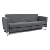 Sofa Cama 2.12 - Tela Anti Manchas Color Gris Oscuro