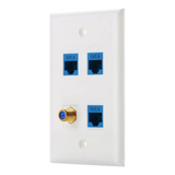 Placa De Pared Con Puerto Coaxial Tipo F + Ethernet Cat6 ...