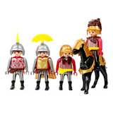 Set X4 Muñecos Soldados / Gladiadores Articulados+caballo 