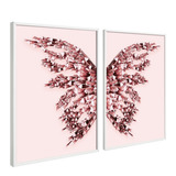 Quadro Decorativo Borboleta Rose Quarto Casal Sala Moderno