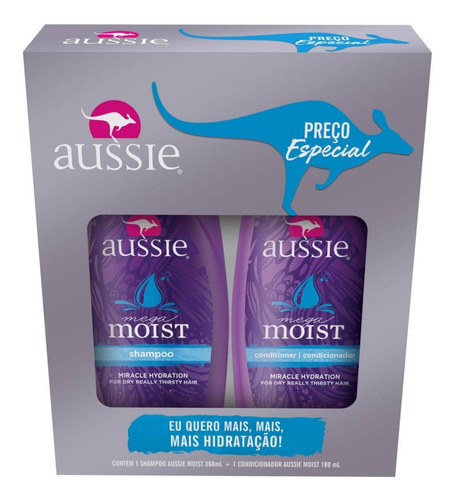 Kit Aussie Moist Shampoo 360ml + Condicionador 180ml
