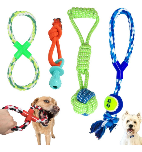 4 Brinquedo Pet Corda Resistente Interativo Cachorro Forte 