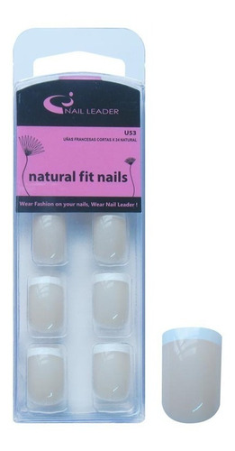 Uñas Postizas Francesas Cortas Natural X 24 U53